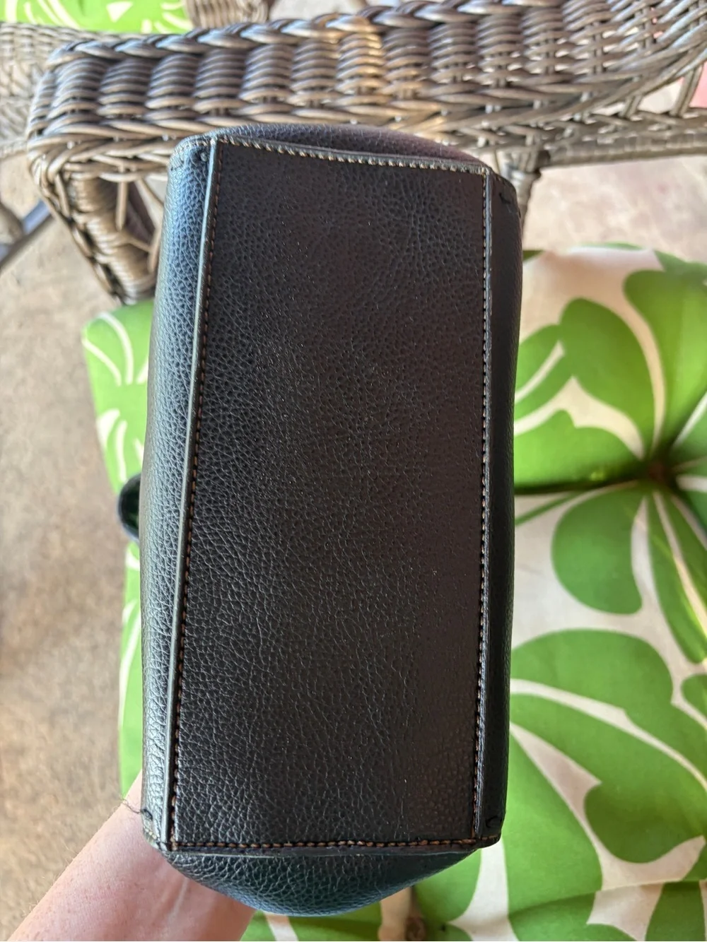 Vintage Nine & Co Whipstitch Faux Leather Clutch Handle Bag Purse Tote BoHo Y2K